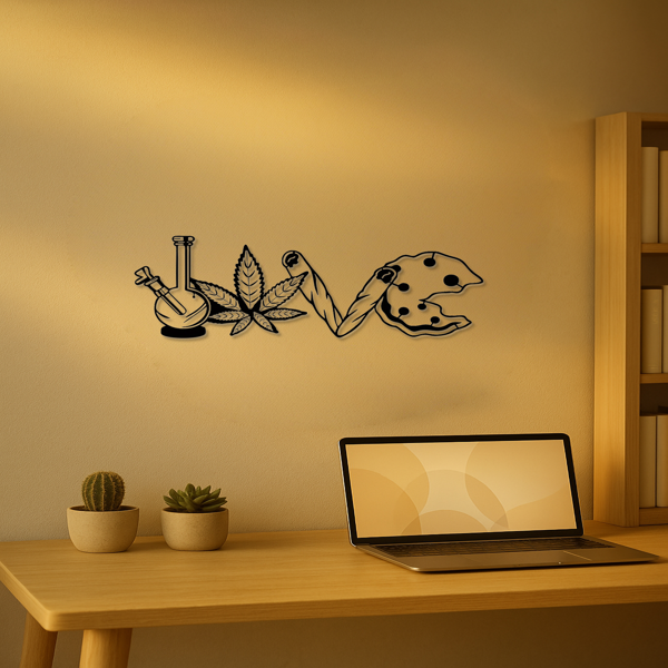 一款简约而精致的情书金属装饰吊坠：这款多功能且迷人的饰品非常适合用于装饰客厅、门面、卧室以及其他各类空间。墙面雕塑品（TikTok、temu下自提）-1