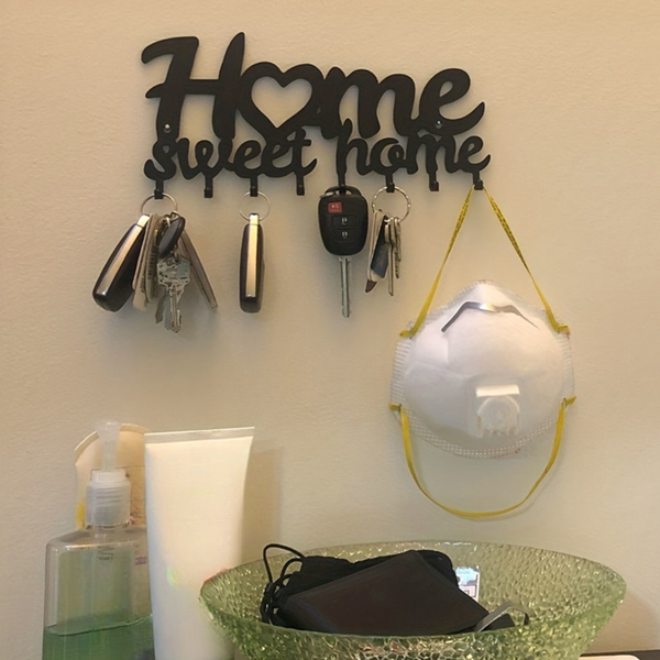 1个钥匙架用于墙壁，黑色钥匙架用于墙壁装饰，金属墙壁装饰用于办公室，走廊，入口通道，钥匙挂钩挂钥匙（TikTok、temu下自提）-17