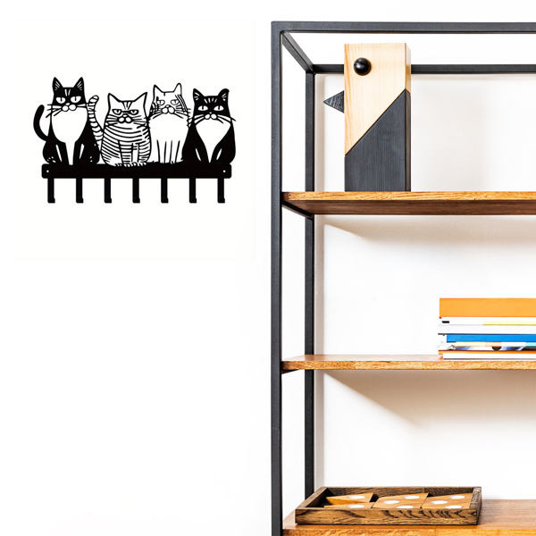 可爱的猫为主题的金属墙挂钩：挂毛巾，外套，钥匙毫不费力。猫爱好者的必备品。多才多艺添加猫的风格。实用钩子（TikTok、temu下自提）-10