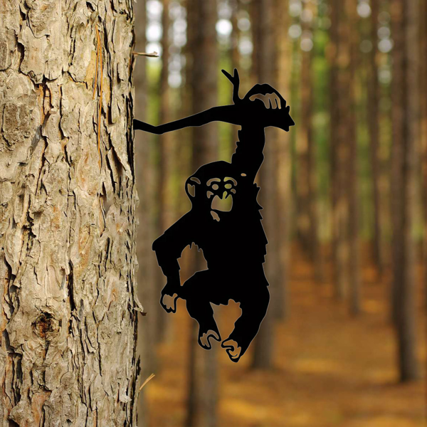 1个人电脑三个猿金属墙艺术是一个令人愉快的和独特的礼物。手工铁艺，灵长类装饰，乡村家居装饰，耐用的禅宗风格礼品，丛林风格配件（TikTok、temu下自提）-18