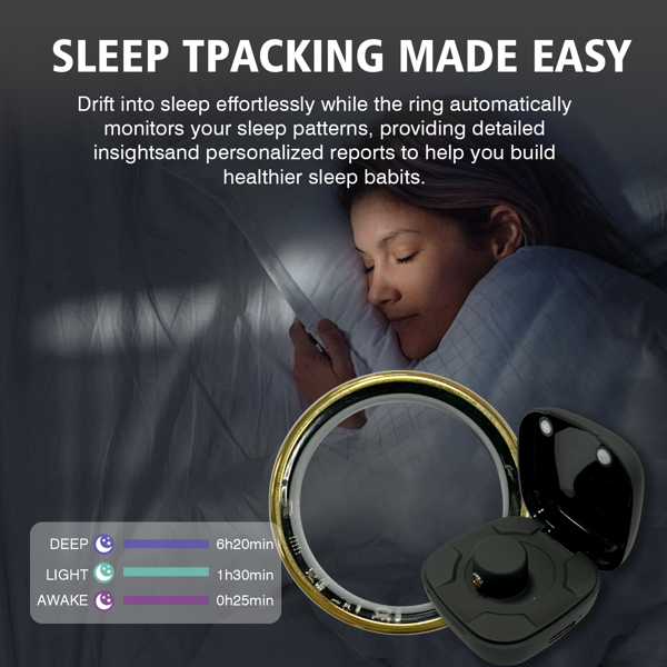 智能戒指银色8号带充电仓-3