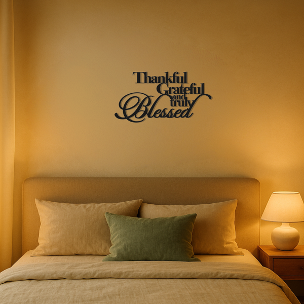 CIFbuy™ 优雅的“感恩、感激、幸运”金属艺术品 - 适用于家庭办公室、卧室、客厅的鼓舞人心的墙面装饰品，带有激励性设计的感性礼物，室内壁挂式墙面雕塑品（TikTok、temu下自提）-6