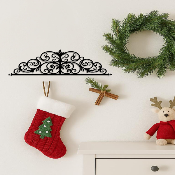 CIFbuy™ 风格装饰金属鸢尾花卷轴壁挂装饰品 1 件 必备室内装饰品 20 英寸激光切割花卉主题纯色图案雕像 适用于客厅、卧室、入口处 时尚墙面装饰 壁挂雕塑品（TikTok、temu下自提）-4