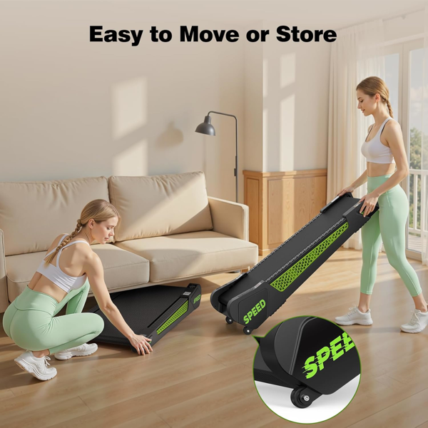 倾斜5%的步行垫、带APP/遥控的跑步机、300磅的跑步机、带运输轮的便携式、减震蜂窝垫、家用跑步机-6