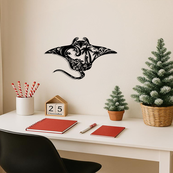 海滨金属墙面装饰 - 航海风设计，含冲浪板 / 海浪 / 海星 / 棕榈树 | 现代海洋主题挂饰，适配客厅 / 卧室 / 浴室 / 办公 | 极简 + 波西米亚风，海滩爱好者理想礼物（TikTok、temu下自提）-2