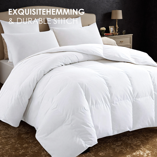 全涤磨毛单被芯（格子绗缝）超细纤维填充，四季可用，羽绒被替代物，透气保温，白色格子，OKO-100认证，CPC儿童认证，尾程发亚马逊物流-6