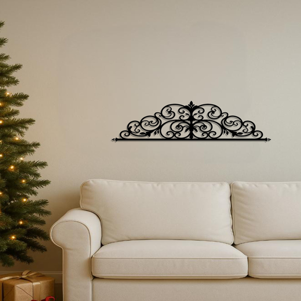 CIFbuy™ 风格装饰金属鸢尾花卷轴壁挂装饰品 1 件 必备室内装饰品 20 英寸激光切割花卉主题纯色图案雕像 适用于客厅、卧室、入口处 时尚墙面装饰 壁挂雕塑品（TikTok、temu下自提）-2