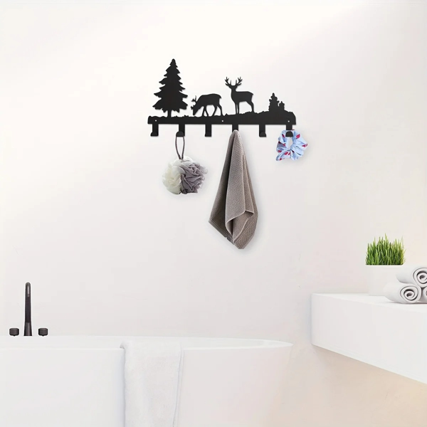 精心设计的金属麋鹿钥匙挂钩：壁挂式，多功能挂钩，适合挂衣服，包，钥匙。提升您房间的美学，并为您的家居装饰增添一丝优雅（TikTok、temu下自提）-4