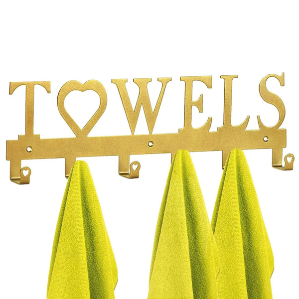 1pc优质金属壁挂式毛巾挂钩-节省空间6 -挂钩存储。简单的冲床安装适用于浴室，厨房，卧室和客厅。一个坚固的排钩组织家庭生活。墙雕塑。（TikTok、temu下自提）-6