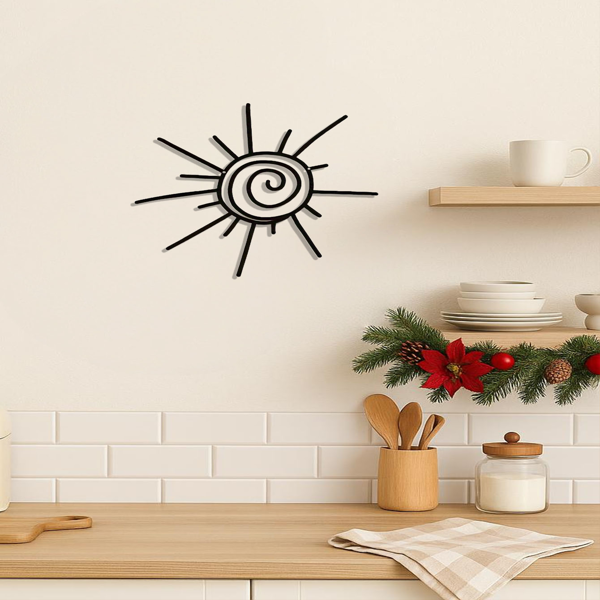 CIFbuy™ 用这款带有太阳纹图案的墙面艺术品展现您的风格——波西米亚风格手工金属设计 | 横向悬挂，室内/室外海滩装饰墙面雕塑。（TikTok、temu下自提）-7