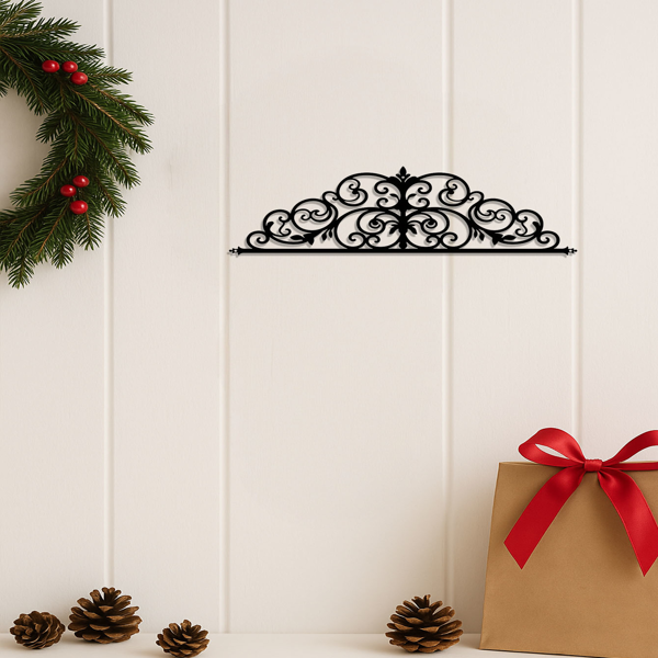 CIFbuy™ 风格装饰金属鸢尾花卷轴壁挂装饰品 1 件 必备室内装饰品 20 英寸激光切割花卉主题纯色图案雕像 适用于客厅、卧室、入口处 时尚墙面装饰 壁挂雕塑品（TikTok、temu下自提）-5