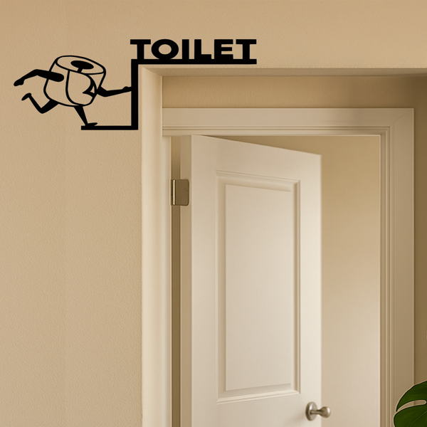 CIFbuy™ 有趣的卫生纸墙饰艺术品，带有幽默元素的浴室金属标识，悬挂在门上方的装饰品，极具冲击力的个性展示品，适用于卫生间，简约而优雅的设计，适合墙面装饰、门柱装饰或室内装饰（TikTok、temu下自提）-5