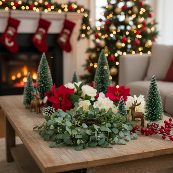 23.6英寸圣诞桉树花环绿色门花环假叶花环婚礼家前门装饰FBA发货-5