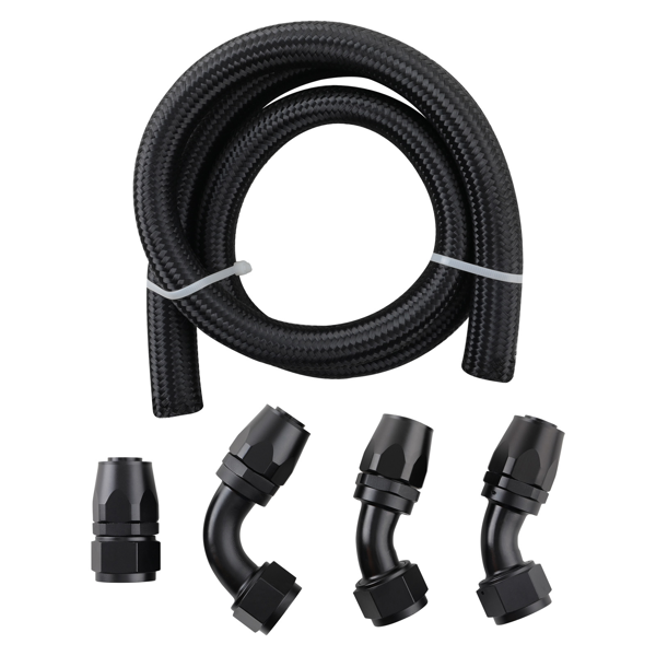 AN16 AN-16 软管 燃油管 橡胶材质 尼龙编织层 5英尺长 配90度AN接头 45度直通转换接头-1