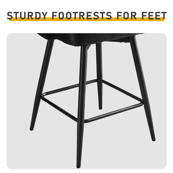 2pcs 镂空靠背 PU 铁脚 吧椅凳 黑色 带转-4