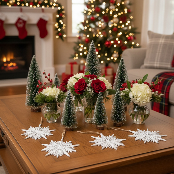 6件套6.1英寸圣诞树装饰品雪花挂饰节日派对用品乡村圣诞树挂件FBA发货-14