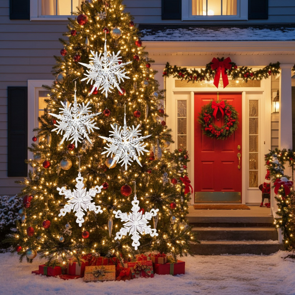 6件套圣诞树装饰品铁雪花挂件节日派对装饰品FBA发货-7