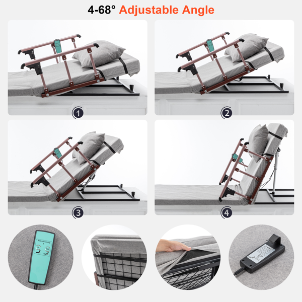 电动可调节床架带折叠扶手和靠枕-5