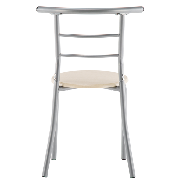 拆装 密度板 铁 原木色 银色烤漆 餐桌椅套装 1桌2椅 椭圆形桌面-2