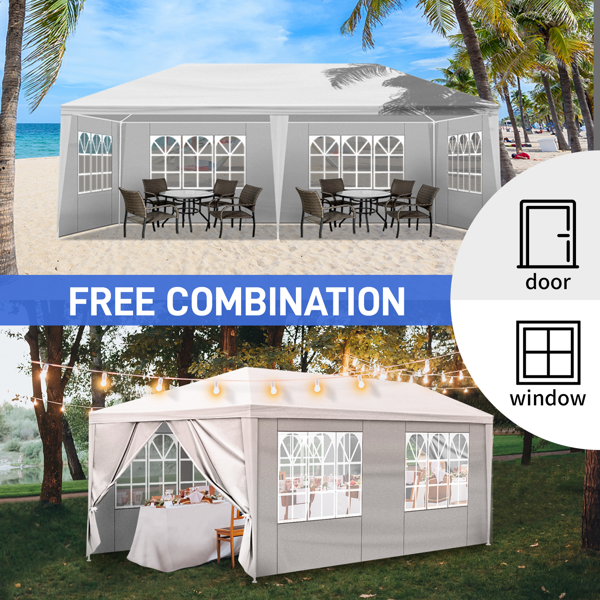 10*20ft  白色 6围  仿折叠棚  2门4窗  PE布 喷塑铁管-19