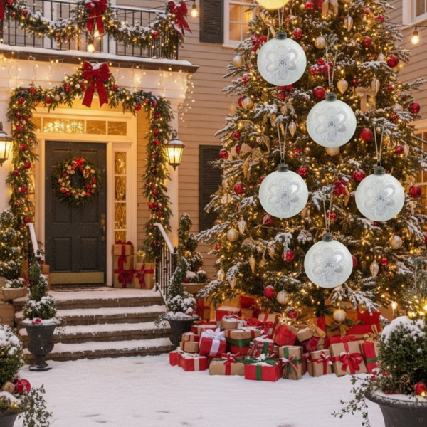 6件套玻璃圣诞球装饰品3.9英寸树挂装饰节日派对套装FBA发货-2