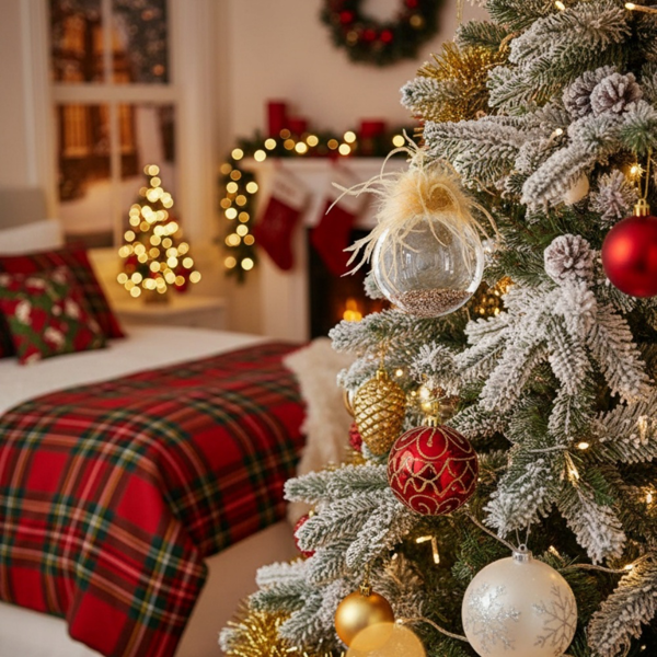 4件套4.7英寸圣诞玻璃球装饰品，用于节日树派对的壁挂装饰品FBA发货-6