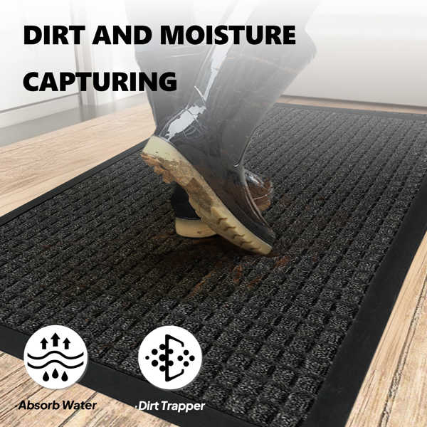 1pc 丙纶小方格 复合橡胶 灰色 60*90*0.7cm 橡胶地垫 厨房&家用-7