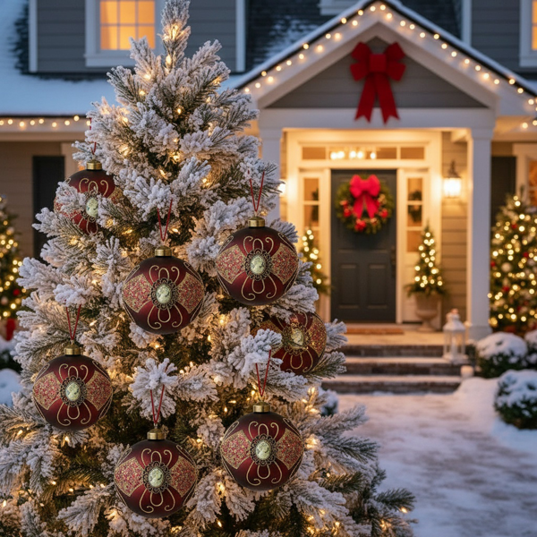 6PCS套3.9英寸圣诞球装饰品圣诞树悬挂派对装饰品节日家居装饰FBA发货-4