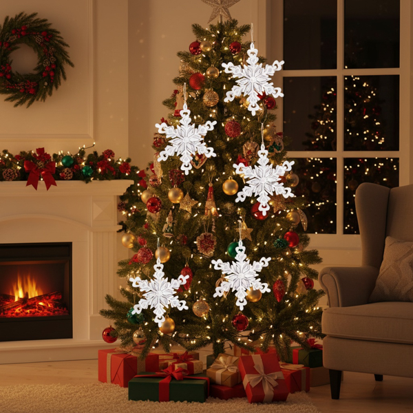 6件套铁质雪花圣诞节装饰品装饰圣诞树圣诞派对挂件套装FBA发货-19