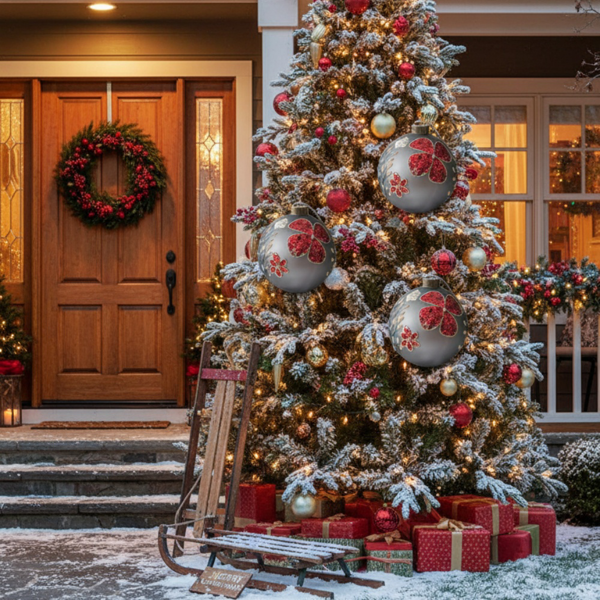 4件套4.7英寸圣诞玻璃球装饰品节日挂树装饰品，用于派对节日装饰FBA发货-2