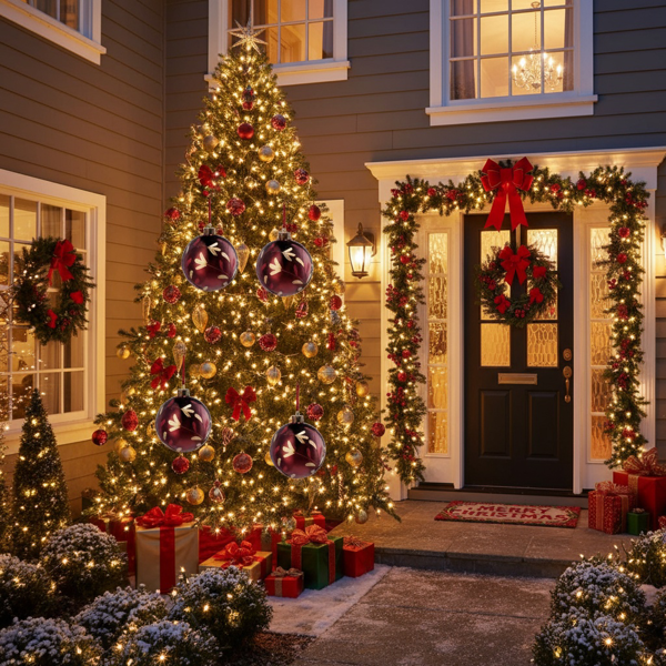 4件套4.7英寸圣诞玻璃球装饰品挂树装饰品闪亮的节日派对装饰品圣诞树装饰品FBA发货-1