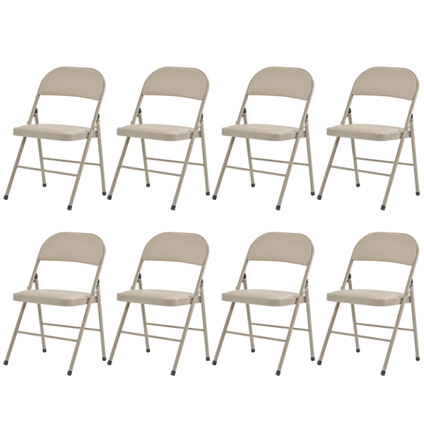 6pcs 简易皮革 PVC 钢管 浅棕色 软包折叠椅 40*45*78cm-8