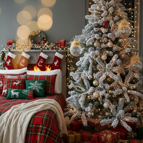 4件套4.7英寸圣诞玻璃球装饰品，用于节日树派对的壁挂装饰品FBA发货-5