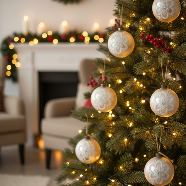 6件套玻璃圣诞球装饰品3.9英寸树挂装饰节日派对套装FBA发货-6