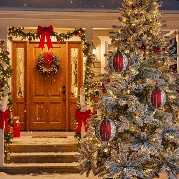 4件套4.7英寸圣诞玻璃球装饰品节日树悬挂装饰品派对装饰用品FBA发货-4