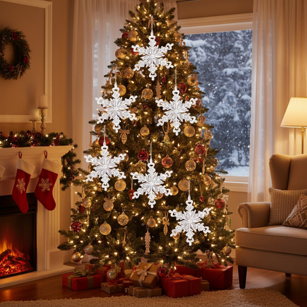 6件套铁质雪花圣诞节装饰品装饰圣诞树圣诞派对挂件套装FBA发货-10