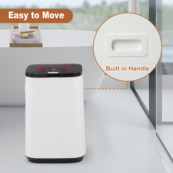 美规 HSTW-12 22L 烘干机 120V 400-420W 带挂钩 带香薰盒 盖上提手 带电源线收纳  PP+ABS 白色机身黑色头盖 浴巾毛巾加热桶 定时加热 延时预约 60°温变提示 三档定时 LED触屏操作 方形桶-3