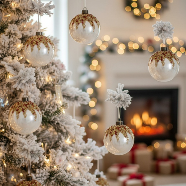 6件套3.9英寸圣诞球装饰品圣诞树派对玻璃节日装饰品悬挂圣诞球FBA发货-6