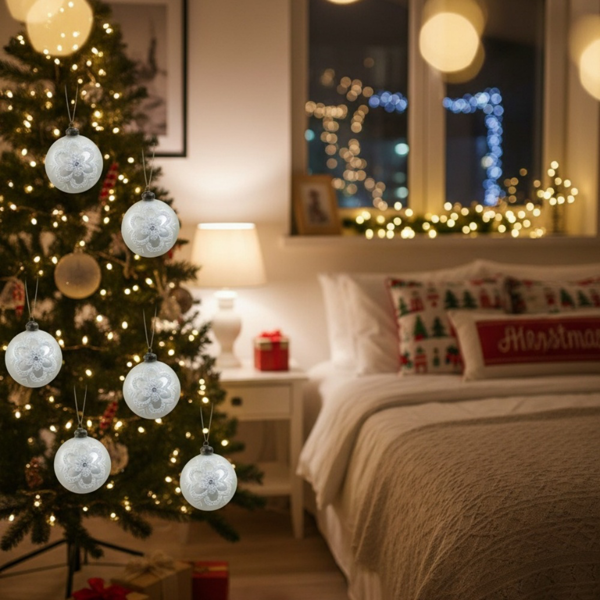 6件套玻璃圣诞球装饰品3.9英寸树挂装饰节日派对套装FBA发货-15