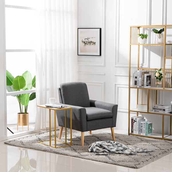 大理石 PVC 密度板 铁 拆装 单层 C型桌 边几 简约 白色  金色喷塑 30*48*61cm-9