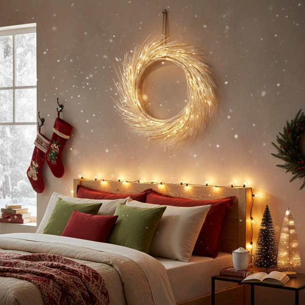 24英寸LED灯圣诞花环电池驱动前门装饰，适用于室内外节日花环FBA发货-5