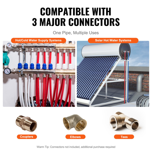 PEXB管2卷1/2英寸x 100英尺无氧屏障型-辐射热地板采暖管冷热水管通用(周末不发货，禁售亚马逊)-5