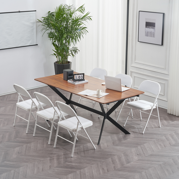 6pcs PVC 钢管 白色 软包折叠椅 40*45*78cm-30