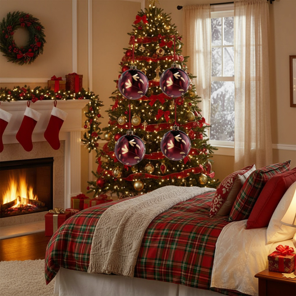 4件套4.7英寸圣诞玻璃球装饰品挂树装饰品闪亮的节日派对装饰品圣诞树装饰品FBA发货-3