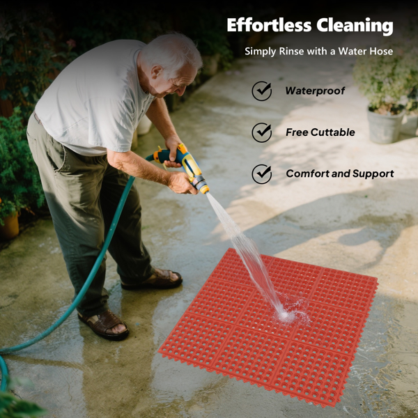 1pc 橡胶 红色 90*90*1.2cm 橡胶地垫 厨房用-6