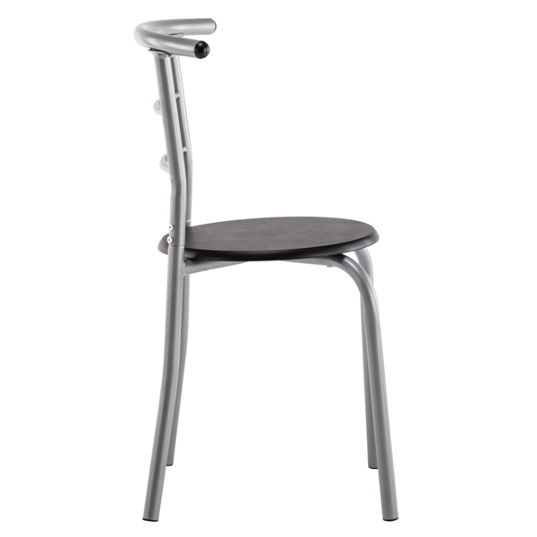 拆装 密度板 铁 黑色 银色烤漆 餐桌椅套装 1桌2椅 椭圆桌面-5