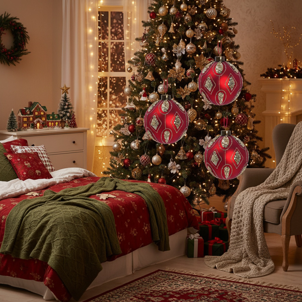 4件套4.7英寸圣诞玻璃球装饰品用于圣诞树悬挂派对用品节日装饰FBA发货-3