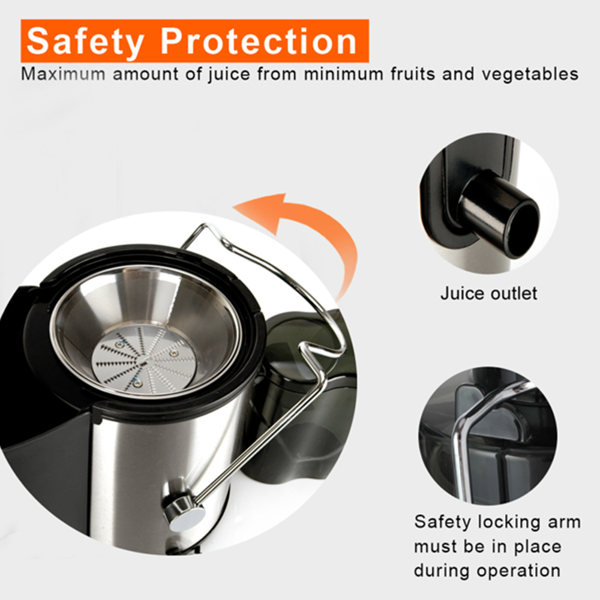 800W家用多功能电动榨汁机，配备3英寸进料口，可处理整颗水果和蔬菜，离心式榨汁机配30盎司榨汁杯，不含BPA，易于清洁。-5