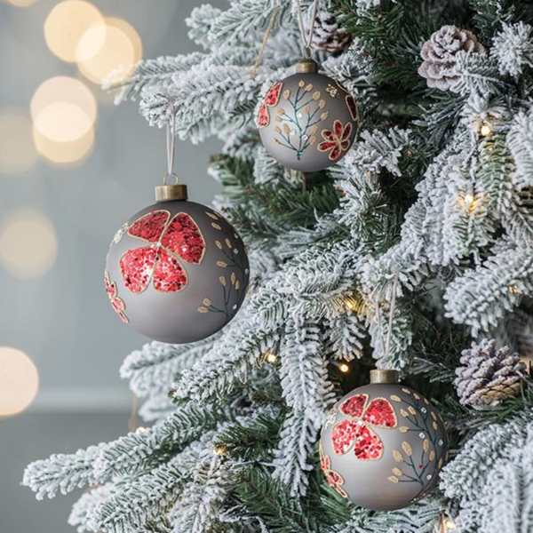 4件套4.7英寸圣诞玻璃球装饰品节日挂树装饰品，用于派对节日装饰FBA发货-7