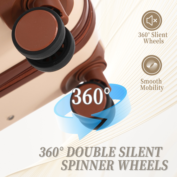 20 英寸/24 英寸/28 英寸 3 件/套三合一 ABS 万向轮行李箱，可随身携带，颜色匹配，密码锁（米色）-9